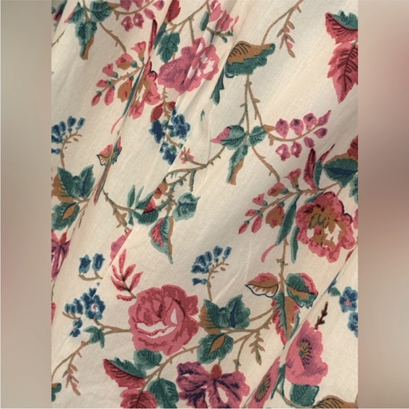 & merci Floral Jumpsuit. Floral | Puff Sleeve Smocked Tie Back. Women's Sz-L EUC - Picture 8 of 13